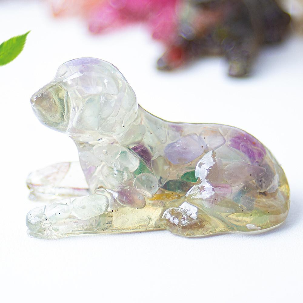 White Crystal Resin Dog Statue With Modern Design For Living Room Decor Gift