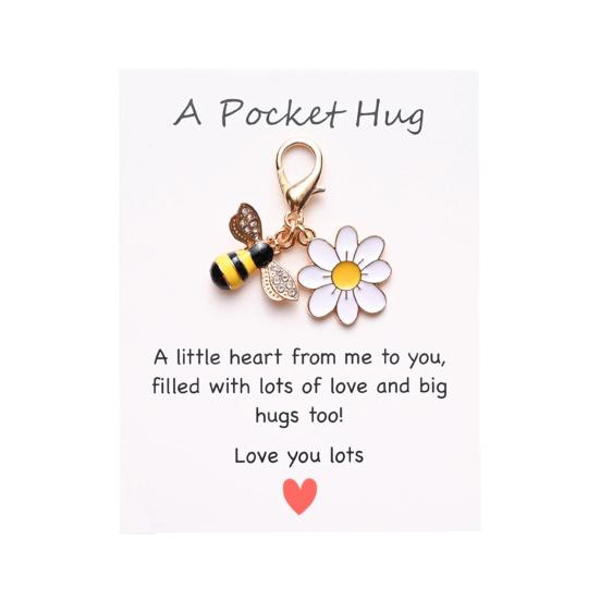 Cheie de buzunar cu floare norocoasă, breloc inspirat cu fluture/albine/buburuză, breloc floare cu card, cadouri pentru femei, prietene, colege