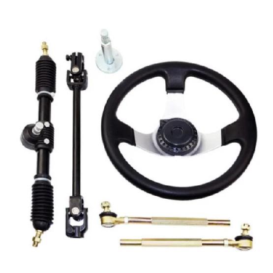 Complete Set 270mm Go Kart Steering Wheel Assembly Tie Rod Rack