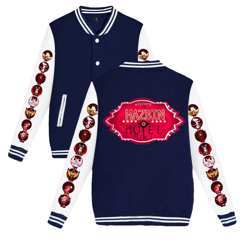 NEW Arrivals Unisex Fashion Hazbin Hotel Printed Baseball Sweatshirt Women Men Outdoor Sport Jackets