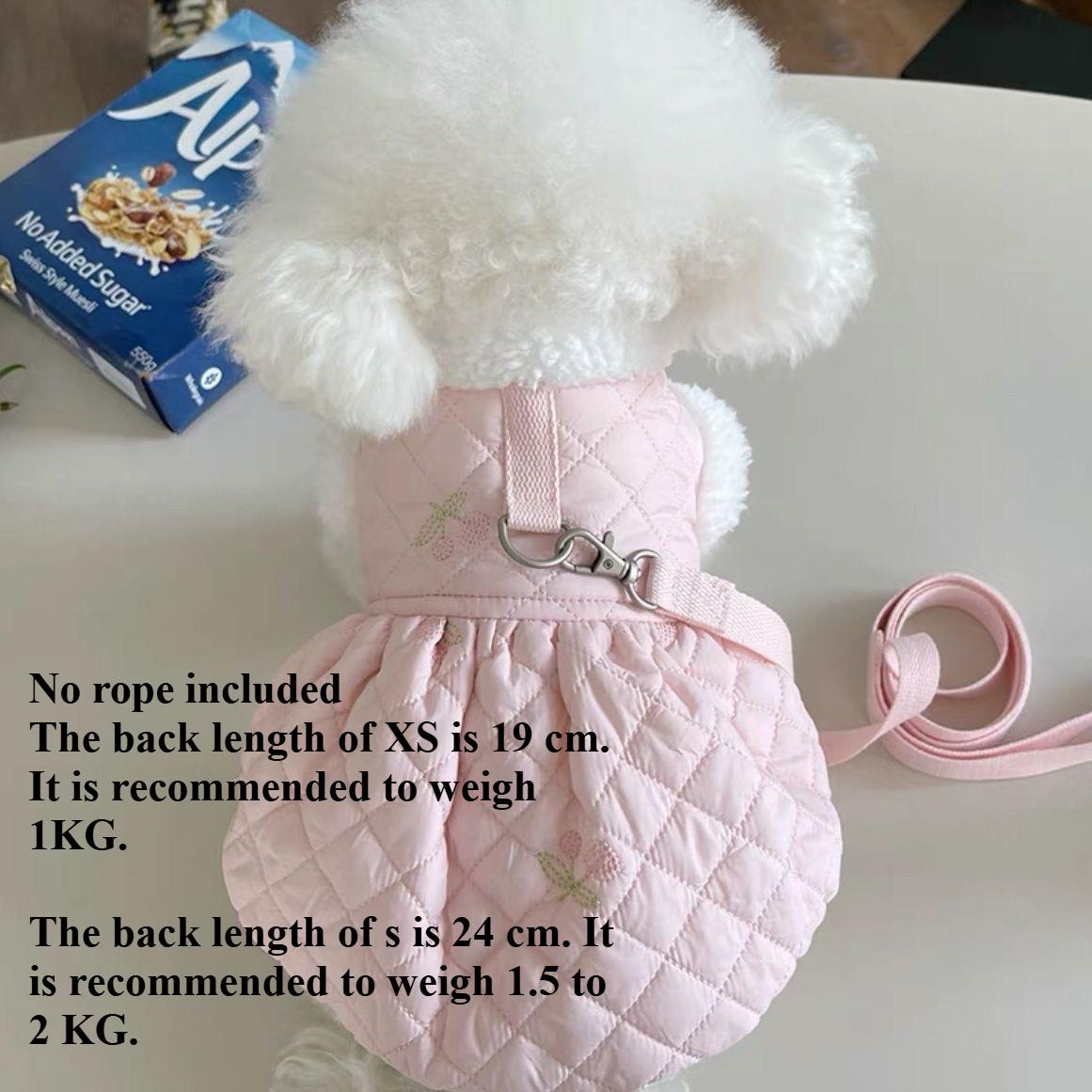 

Pet Bubble Pumpkin Dress Autumn Winter Plush Cotton Clip Traction Buckle Vest Teddy Bear Dog Cat Plush Cotton Traction Dog Skirt XS рожевий