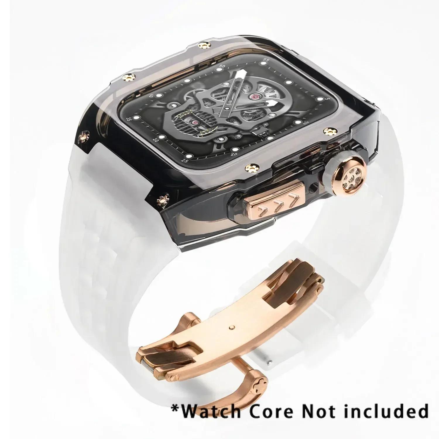 

Luxury Glacier Modification Kit for IWatch Series 9 8 7 6 5 4SE 45MM 44MM Transparent Case for Apple Watch Ultra 3 49mm Mod Band 45MM Or 44MM