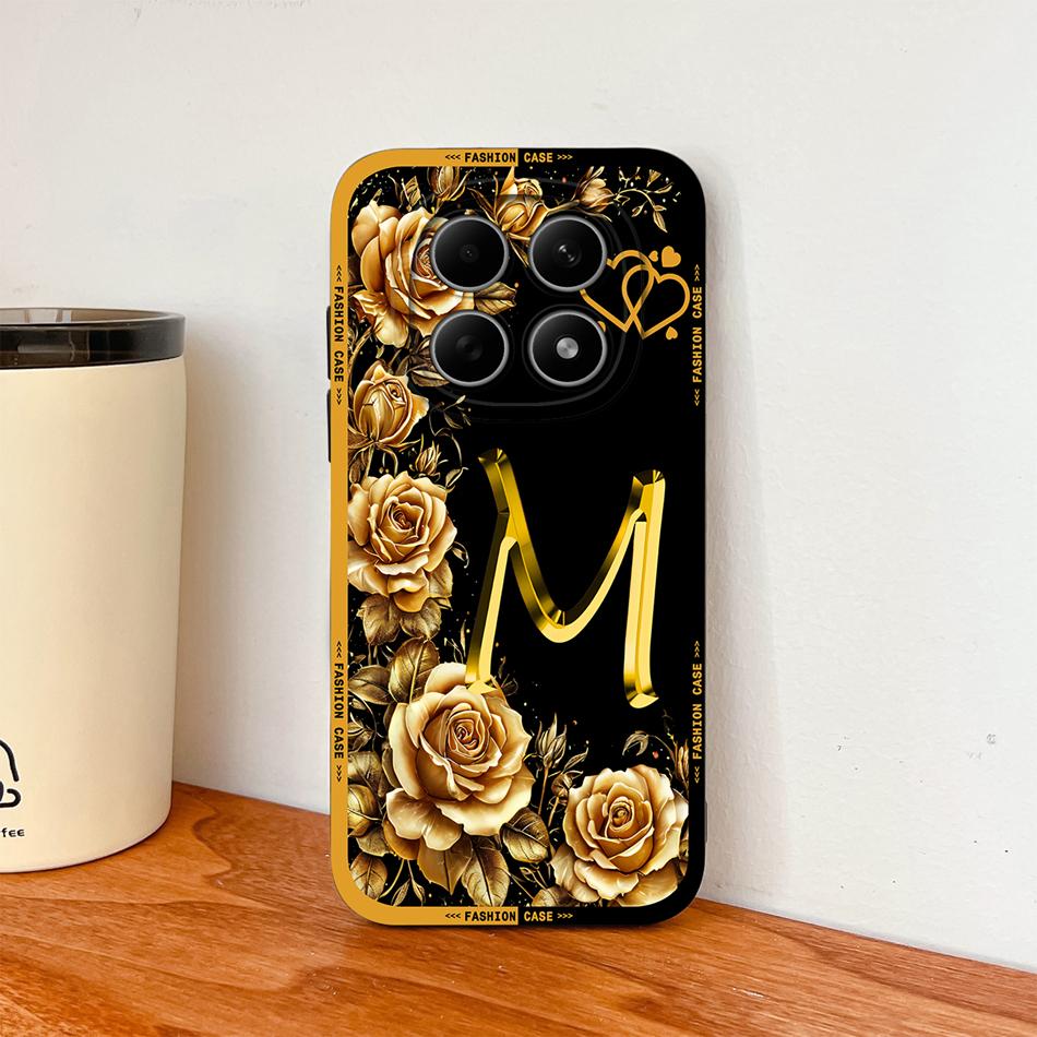 Case For Poco M8 Pro / Poco M5 M5S Fashion Rose Letters Soft Liquid Silicone Phone Shell For Poco M 8 M 5 Lightweight Funda
