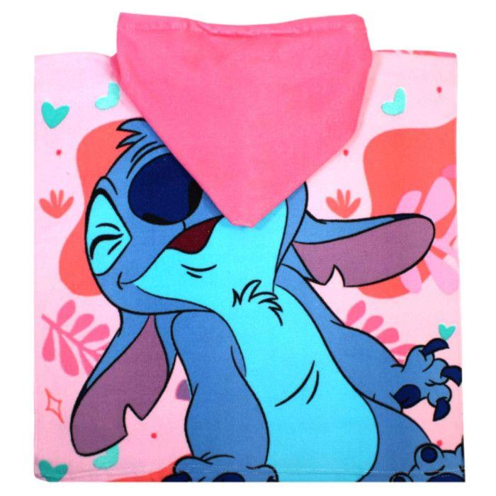 Poncho - Bath Cape - Disney - Lilo and Stitch - 100% Microfiber - 100 X 50 Cm - Color:Rose Size:One Size - Pink