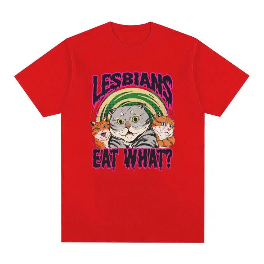 LGBT Was man isst Katze Vintage T-Shirt Sommer Herren und Damen Lässiges Kurzarm T-Shirt Unisex Übergröße T-Shirt Y2k