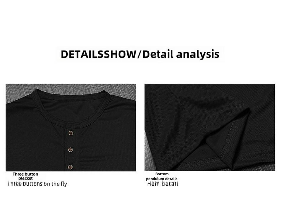 Pánské velké rychleschnoucí henley: Jarní/Podzimní tričko s dlouhým rukávem s ptačím okem, trendy a všestranné.