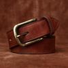 Pásek Pánský Zesílený Italská První Vrstva Hovězí Kůže Spona s Kolíčkem Retro Retro Styl Osobnost Trendy Džínový Pásek Pánský