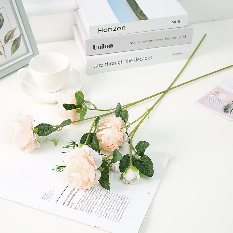 6 Pcs Artificial Peony Flowers Fake Flowers Silk Peonies Flowers Vintage Home Birthday Party Decoration Office Wedding Decor