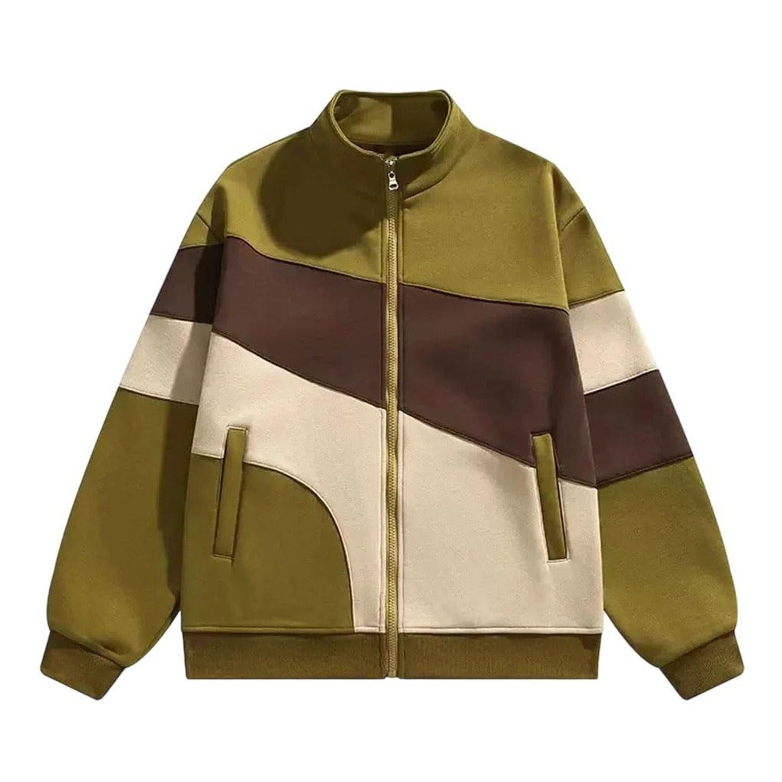 

Свободное Повседневное Удобное Худи Мужская Модная Тренд Куртка Ретро Спорт Куртка со Стойкой Воротником XXXL бронзовый
