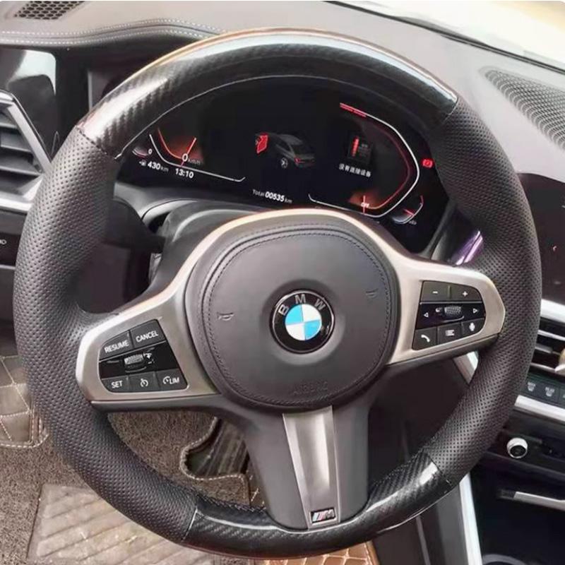 For BMW M Sport G30 G31 G32 G20 G21 G14 G16 X3 G05 X4 G02 X5 DIY Genuine Leather Car Interior Non-slip Car Steering Wheel Cover