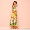 European and American Cross-border 2024 Independent Station  Fashion Printed Backless Spaghetti Strap Sexy Loose Dress for Women