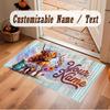 Highland Cow Theme Soft Crystal Velvet Rug Custom Name & Text Print Non Slip Floor Rug for Bedroom Living Room
