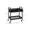 Chariot avec 1 tiroir, 1 étagère, chariot de cuisine Chariot de rangement avec crochets, acier, noir