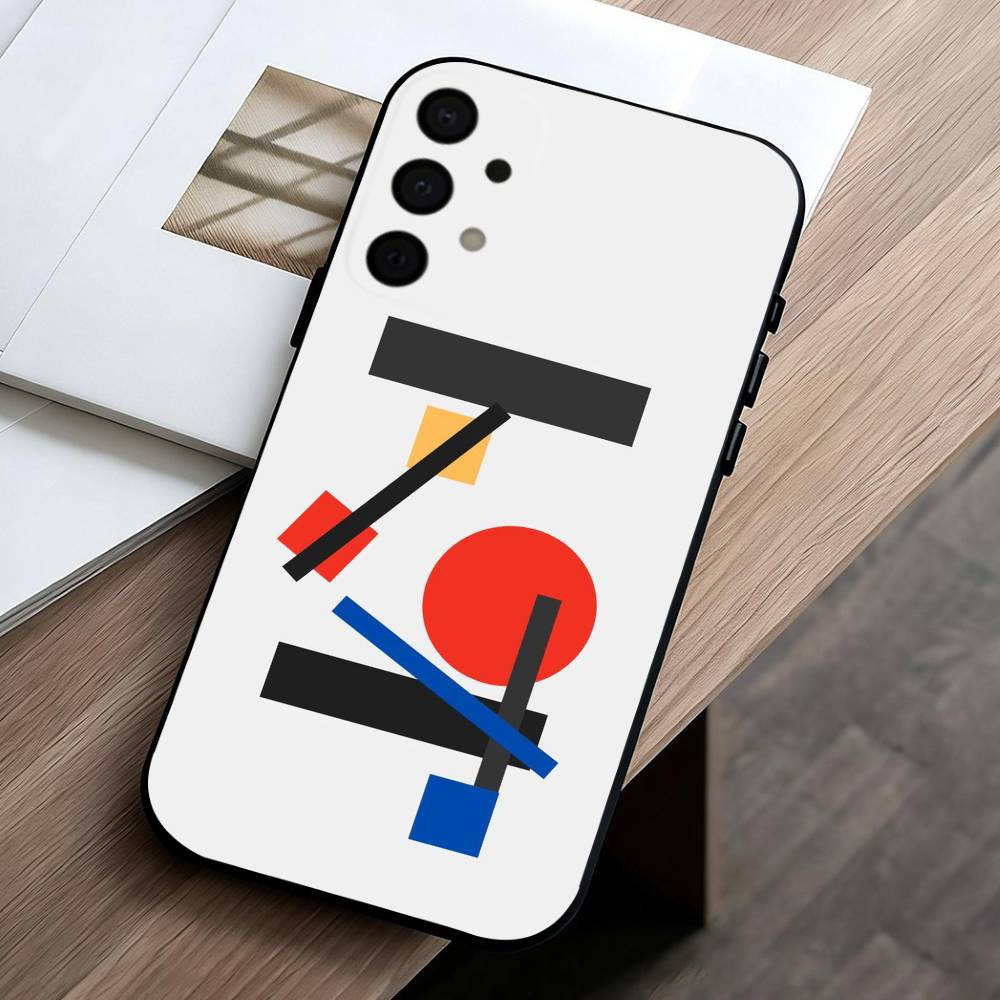 M-Mondrian-B-Bauhaus A-Abstract Shapes  Phone Case For Samsung Galaxy A73,A72,A71,A70,A53,A52,A51,Others Soft Black Cover
