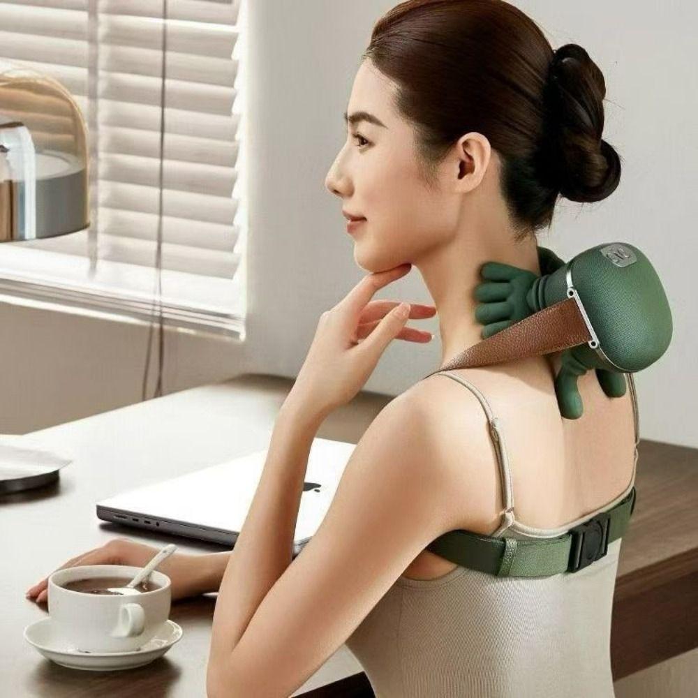 Heating Compress Heated Neck Massager Bionic Hand Cervical Massage Device  Trapezius Muscle