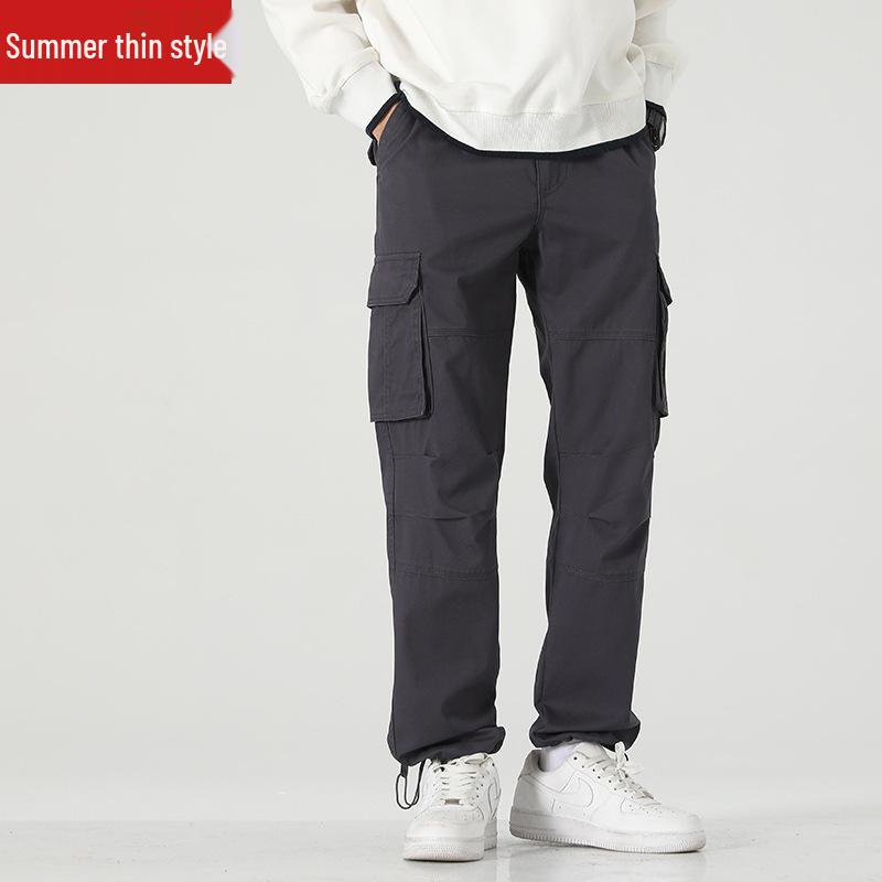 

Мужские весенние хлопковые рабочие брюки свободного кроя с несколькими карманами - Большой размер, Высокое качество, Модная мужская одежда M