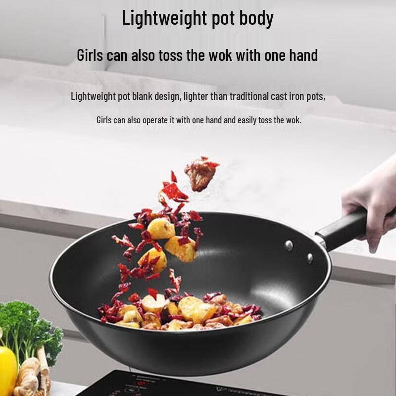 KOBACH 32cm Non-Coated Iron Wok