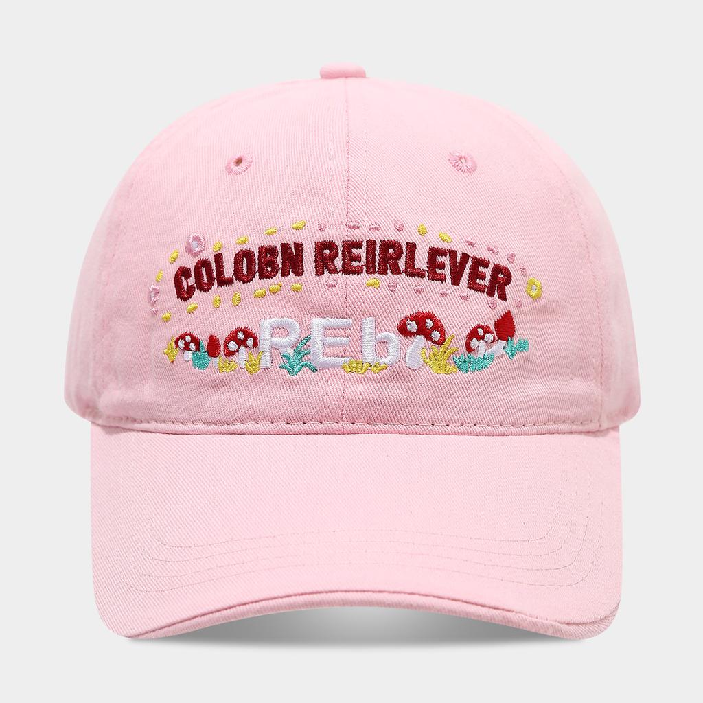 Sweet little fresh mushroom letter embroidered baseball cap women's summer versatile sun hat showing face small cap
