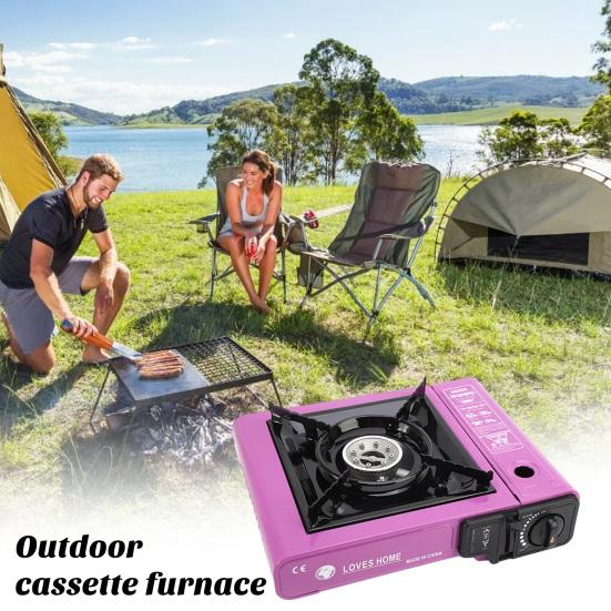 Outdoor Camping Stove Automatic Rebound Gas Valve Burner Stove Portable Stainless Steel Butane Stove for Picnics Hiking Home Outdoor
