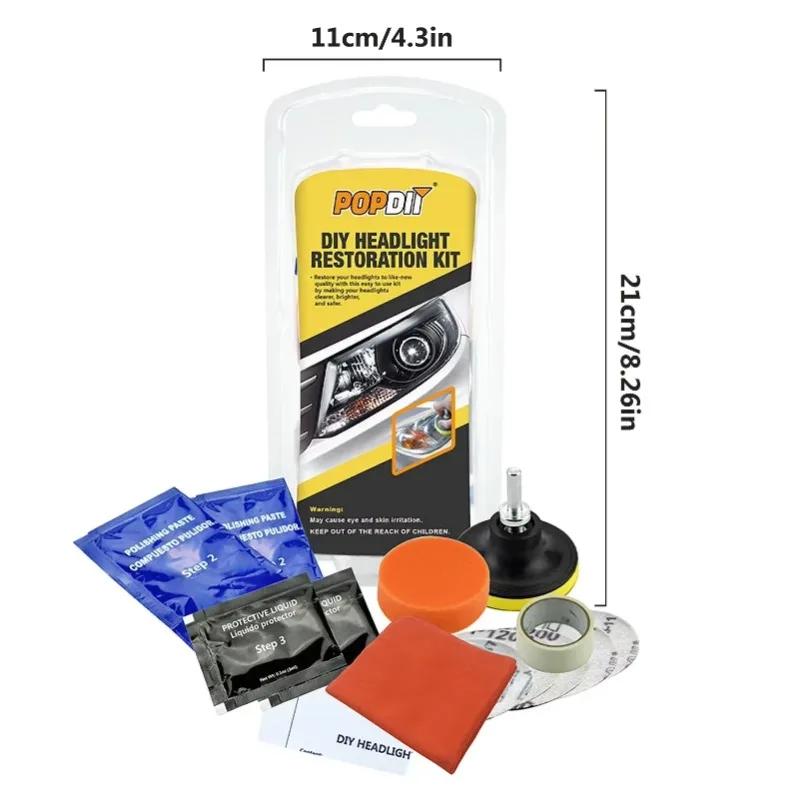 Car Headlight Restoration Kit Refurbish Car Headlight Yellowing Repair Brightener Headlamp Scratch Repair Liquid Lens Polisher