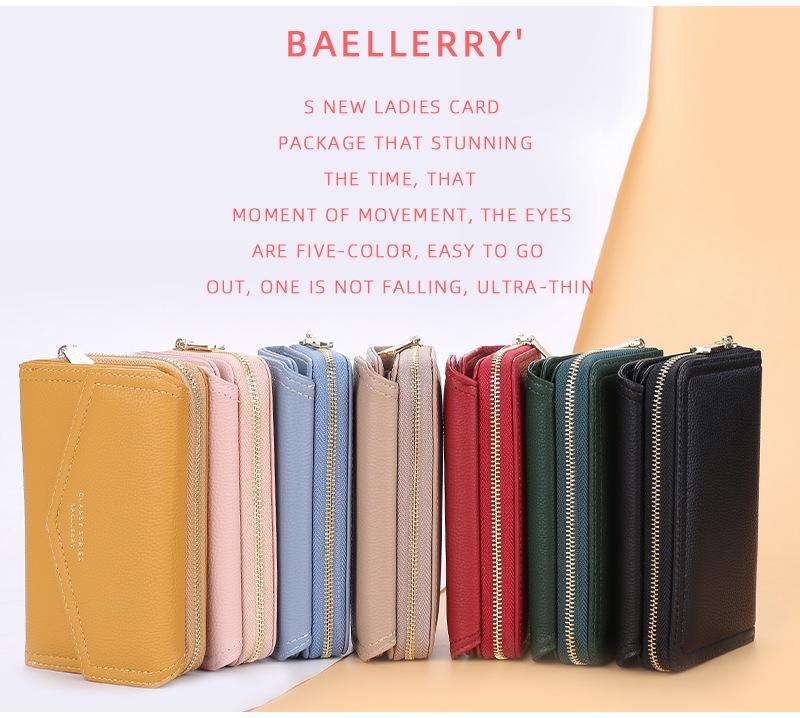 Women's Short Wallet - Baellerry Korean Style Lychee Pattern Zipper Coin Purse, Fashionable Handheld Small Wallet