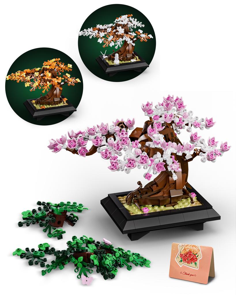 Gobricks MOC Vier Jahreszeiten Blumenbaum Bausteine Modell Frühling Sommer Herbst Winter Bonsai Baum Heimdekoration Bausteine Spielzeug
