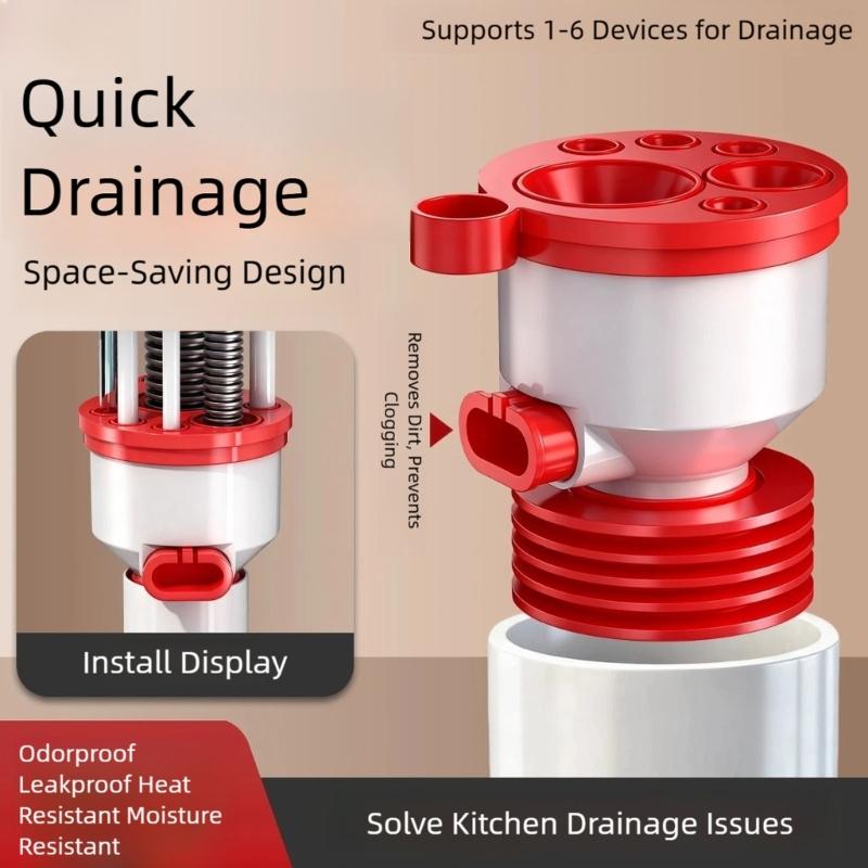 Multifunctional Kitchen Basins Sewer Branch Water Pipe Connector Sealing Rings Sink Drain Pipe Adapters Easy to Install