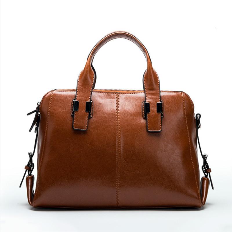 Genuine Leather Women Totes Luxury Handbags Double Zipper Design Ladies Shoulder Bags Designer Real Cowhide Handbags Sac A Main коричневый 5990₽