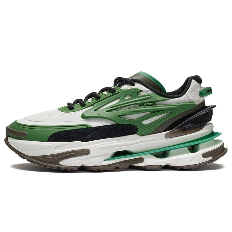 New LiNing CF Xingshan Version 2 Slip Resistant, Abrasion Resistant, Lightweight Low Top Casual Shoes Men's White Green AGLR285-5