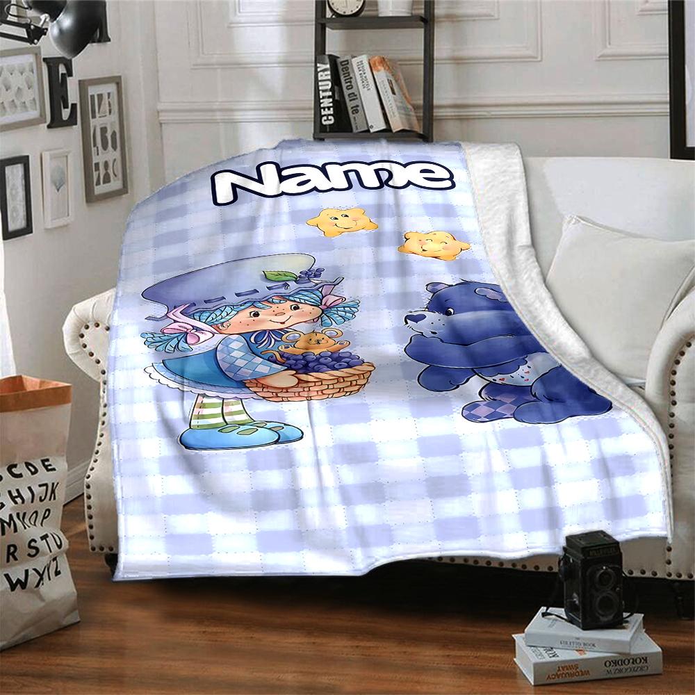 Manta de Fiesta Aventura en el Jardín de Tarta de Fresa con Nombre Personalizado Para Sofá Cama Manta de Felpa Acogedora Suave y Esponjosa Mantas Súper Suaves y Cálidas Para Otoño e Invierno 09