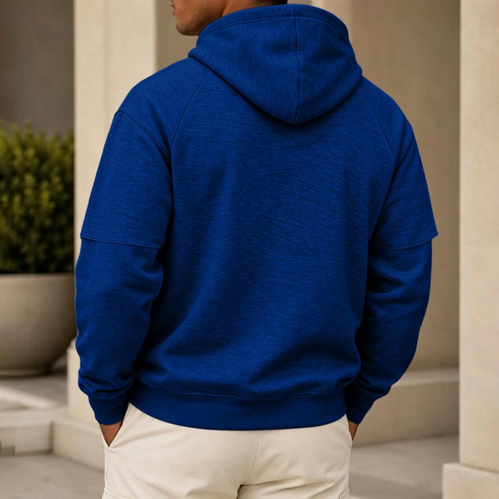 Men's Casual Long Sleeve Pullover Hoodie with Round Neck Sweatshirt for Sports and Everyday Wear