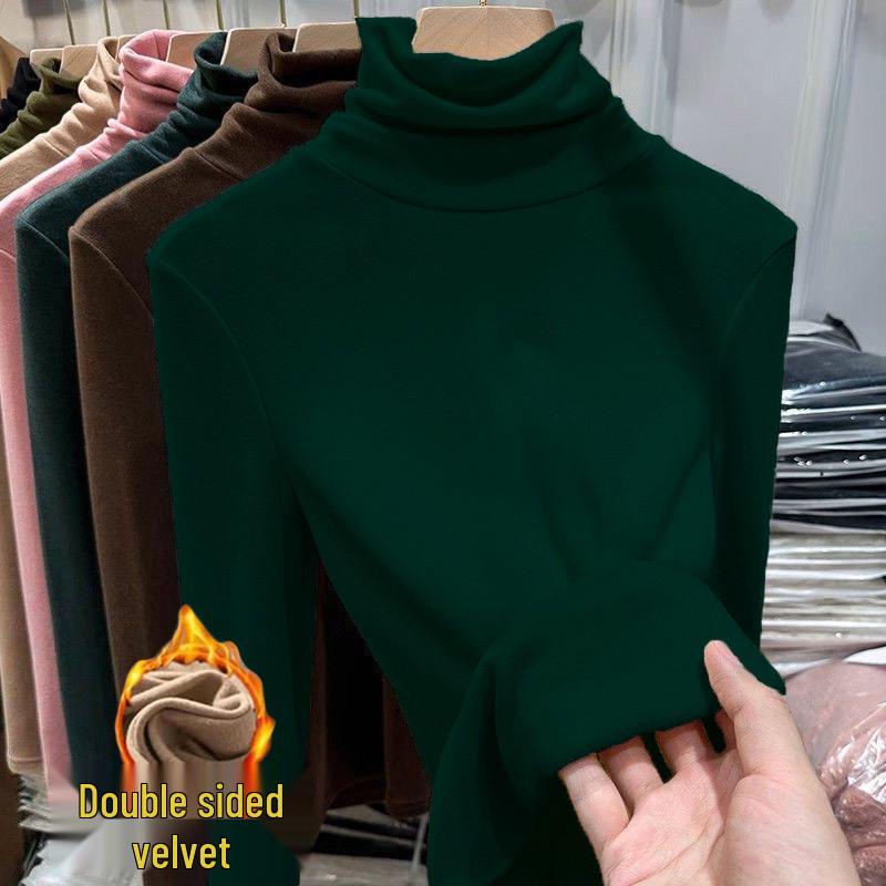 

Жіночий приталений топ з високою горловиною, на флісовій підкладці з вельвету, з довгим рукавом, для осені/зими S 60-85 jin