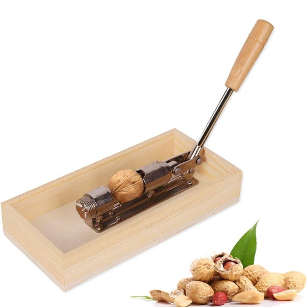 Kitchen Gadgets Manual Nut Cracker Stainless Steel Heavy Duty Walnut Opener With Storage Box Nut Sheller Children