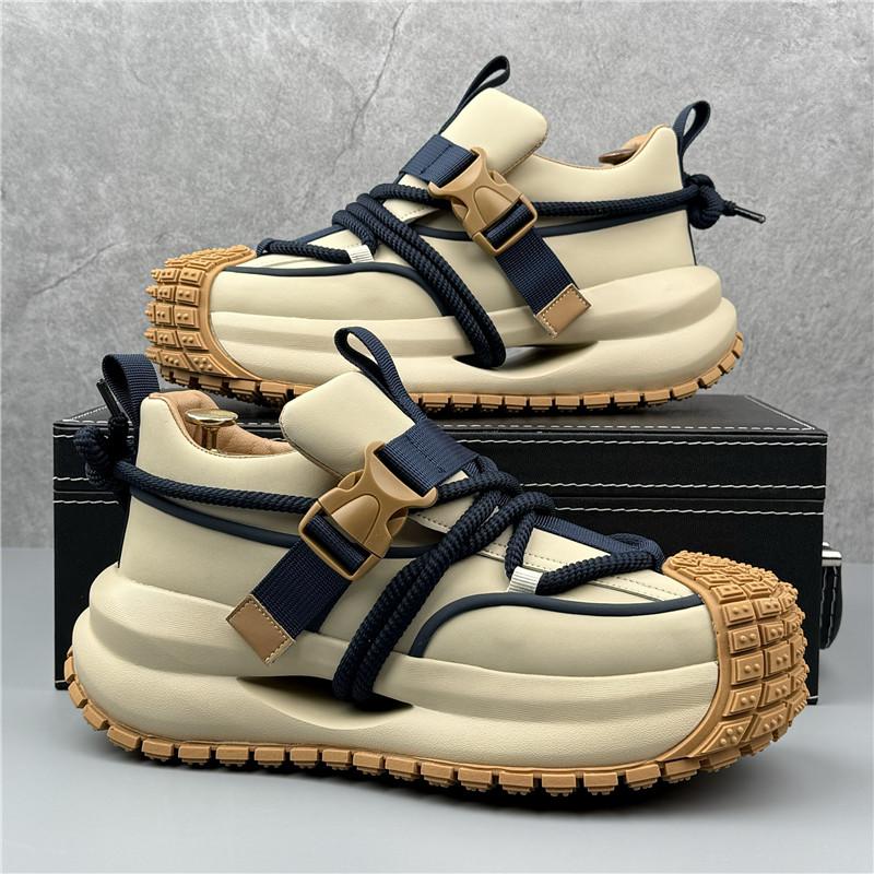 Luxury New Designer Men's Vintage Lace Up Thick Bottom Shoes Causal Flats Moccasins Male Hip-hop Sports Walking Sneakers