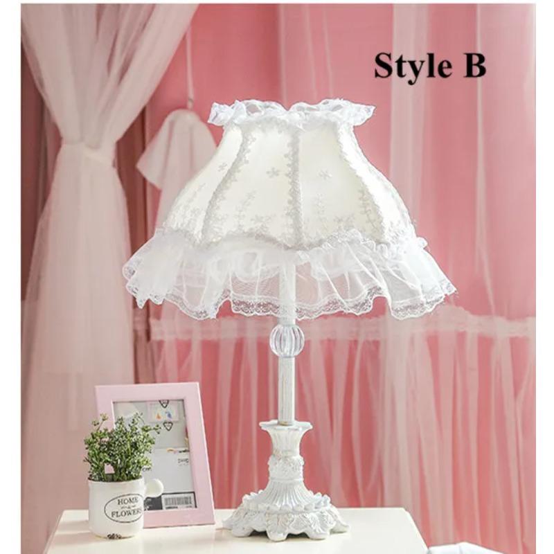 European Creative Lace Fabric White Table Lamps Korean Rural Maid Lovely Small Fresh Resin Lamps Bedside&foyer&bedroom SFY006