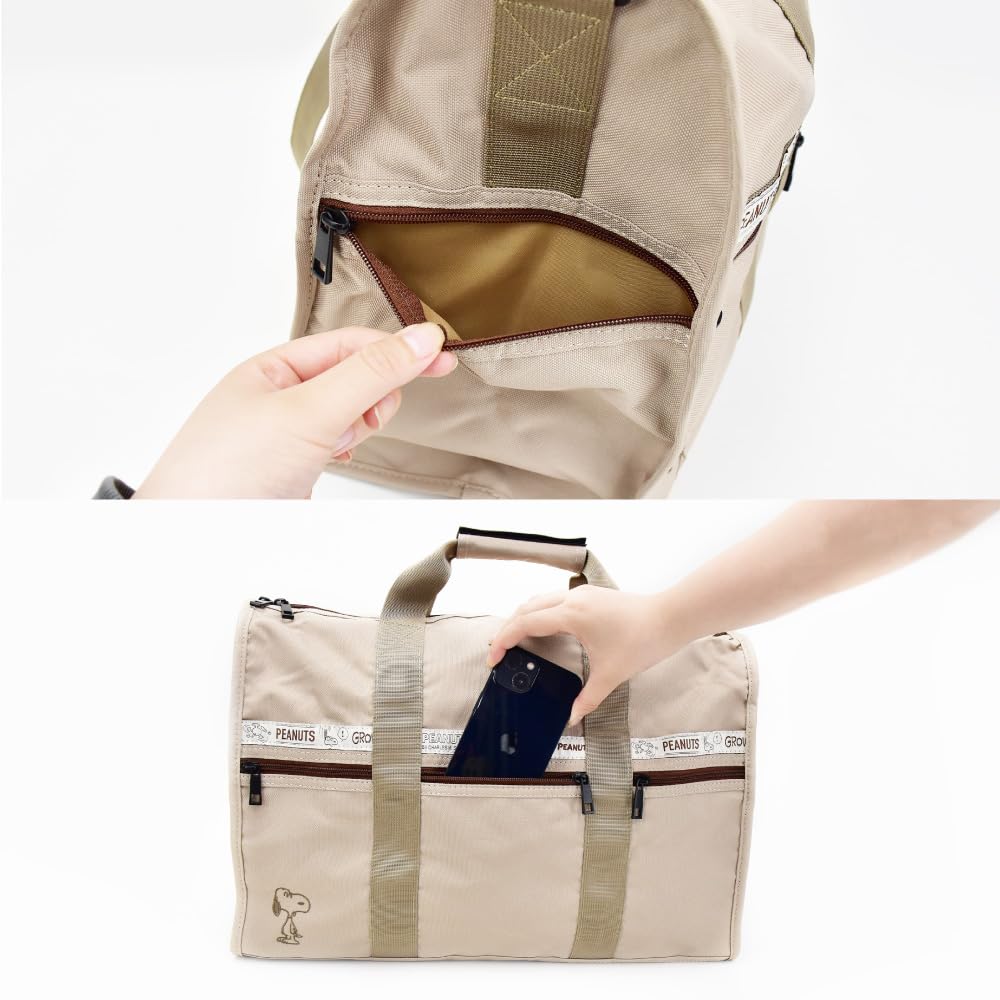 Boston Large Water School Cute Snoopy0398 31 550 Beige [Snoopy] Bag, Capacity, 25L, Repellent, Carry-on Bag, Shoulder, Carry-on, Women's, Travel,