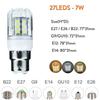 DC 12V 24V E27 G9 GU10 LED Corn Light Bulbs E26 E12 E14 B22 Spotlights 7W 27LEDs Home Bright Table Desk Lamps Indoor Lighting