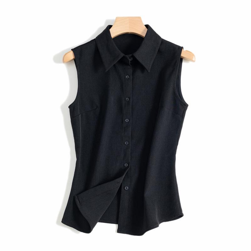 Korean Style Sleeveless Chiffon Fake Collar Versatile Women's Shirt Vest for Spring/Summer 2025