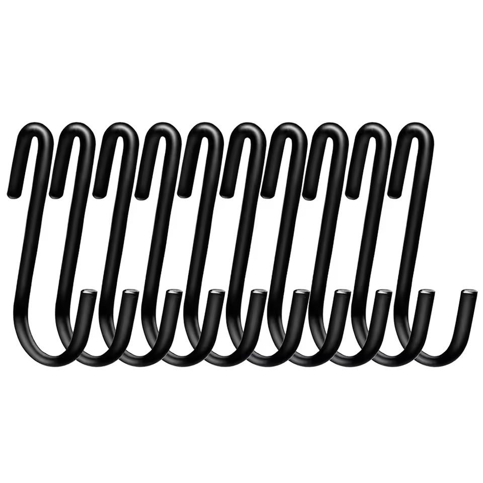 

5/20pcs S-Shape Hooks Kitchen Bathroom Stainless Steel Multifunctional Hanging Hook Rack Clothes Bag Towels Plants Hanger Hook 5pcs чёрный