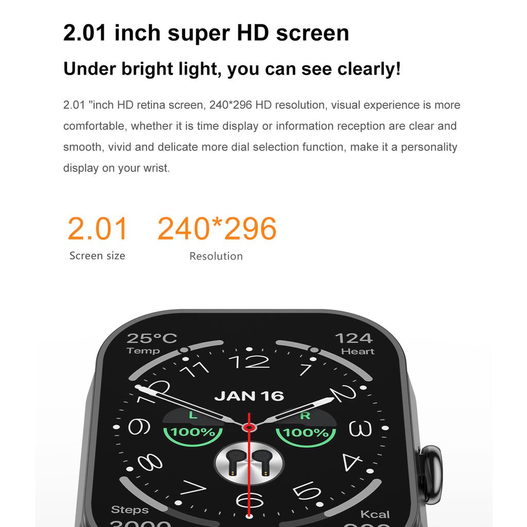 D8 Pro 2-in-1 Bluetooth-compatible TWS Earphone Smart Watch Health Monitoring Bluetooth-compatible Calling Sports Watch,Silicone Strap