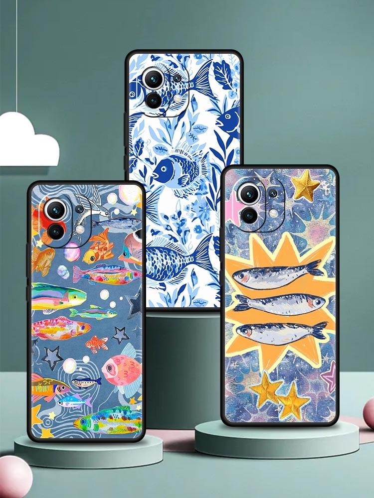 Blue Ocean Fish Phone Case Cover for Xiaomi Mi 17 15 14 13 12 11 Ultra 15T 14T 13T 12T 11T Pro Lite 5G Soft TPU Shell Fundas Bag