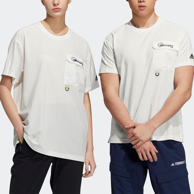 Adidas Outdoor Round Neck Pullover Sports Short Sleeve T-Shirt Unisex Tops Bright-White HB8914