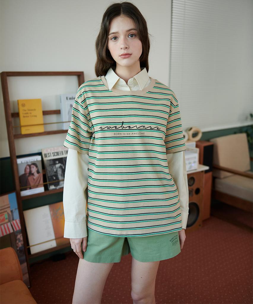 Eoboneoseu Lettering Print Shorts [Green]
