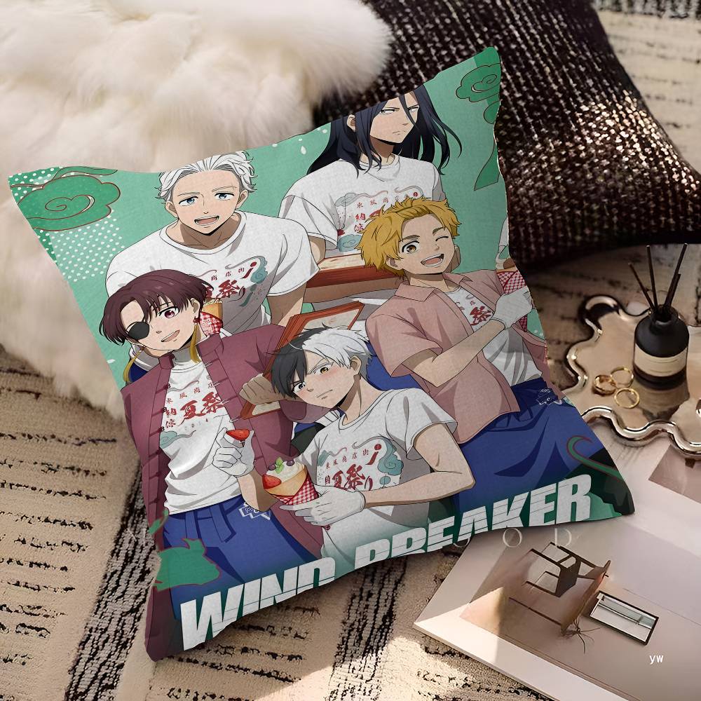 Anime Wind Breaker Pillow Cushion Cover Pillowcase Living Room Sofa Home Decor Customized