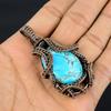 Tibetan Turquoise Pendant, 999 Copper Wire Wrapped Gemstone Jewelry, Handmade Pendant, For Thanksgiving