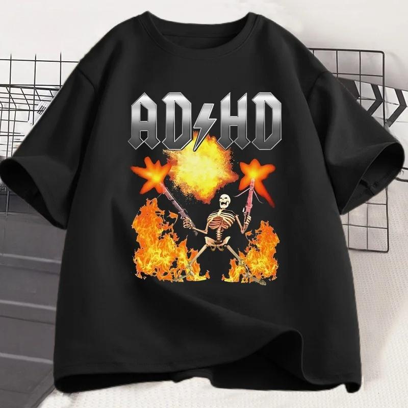 Funny ADHD Graphic Tee Shirt Unisextal Health Awareness TShirt Unisex Women Fashion Casual Tops All Season Loose Harajuku Clothing