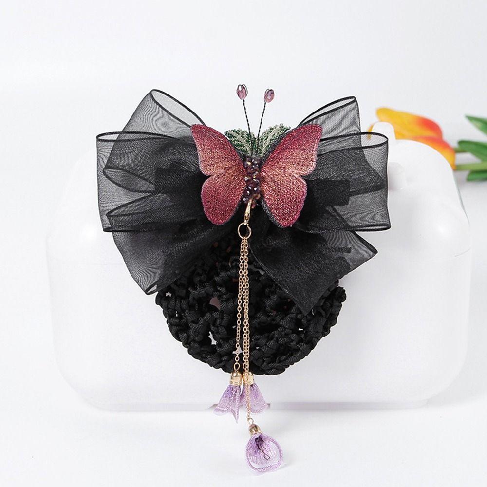 Mesh Rhinestone Women Spring Clips Korean Bun Snood Hairgrips Cover Net Professional Headdress
