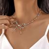 Elegant Fashion Bowknot Pearl Choker Necklace for Women Girl Cute Romantic Handmade Colorful Beads Collarbone Chain Jewelry Gift