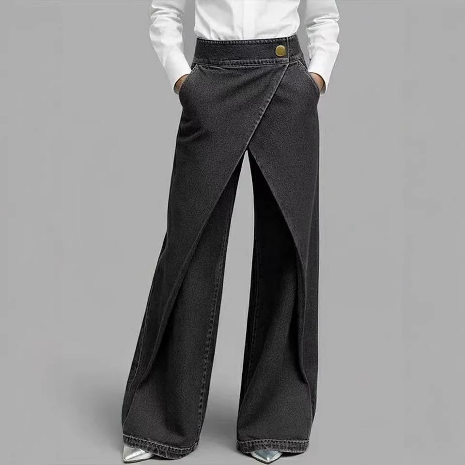 Women’s High Waisted Baggy Jeans Stretchy Wide Leg Tummy Control Straight Leg Denim Pants Trendy Jeans for Women Casual Baggy Denim Pants With Pockets