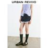 UR Women's Retro Washed Patchwork Striped Denim Shorts